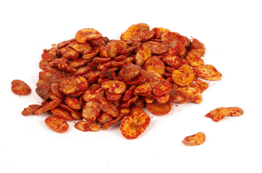 Chili Roasted Fava Beans 33 Lb Bulk Bag | Habas Enchiladas Crunchy Snack - SAN JOSE PRODUCE & IMPORTS LLC