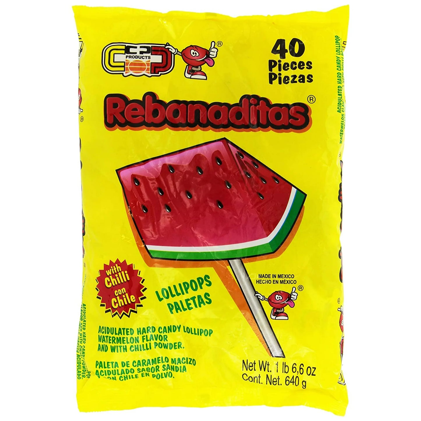 Watermelon Slice Lollipops with Chili – 40 Pieces - SAN JOSE PRODUCE & IMPORTS LLC