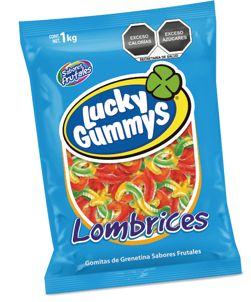 Lucky Gummys Lombrices (Gummy Worms) 1 Kg (2.2Lb) - SAN JOSE PRODUCE & IMPORTS LLC